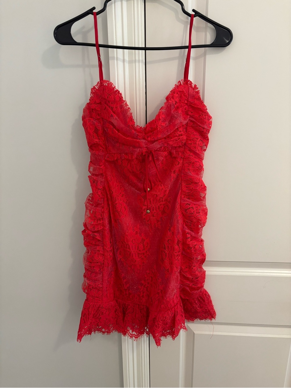 Angel Biba Red Lace Mini Slip Dress